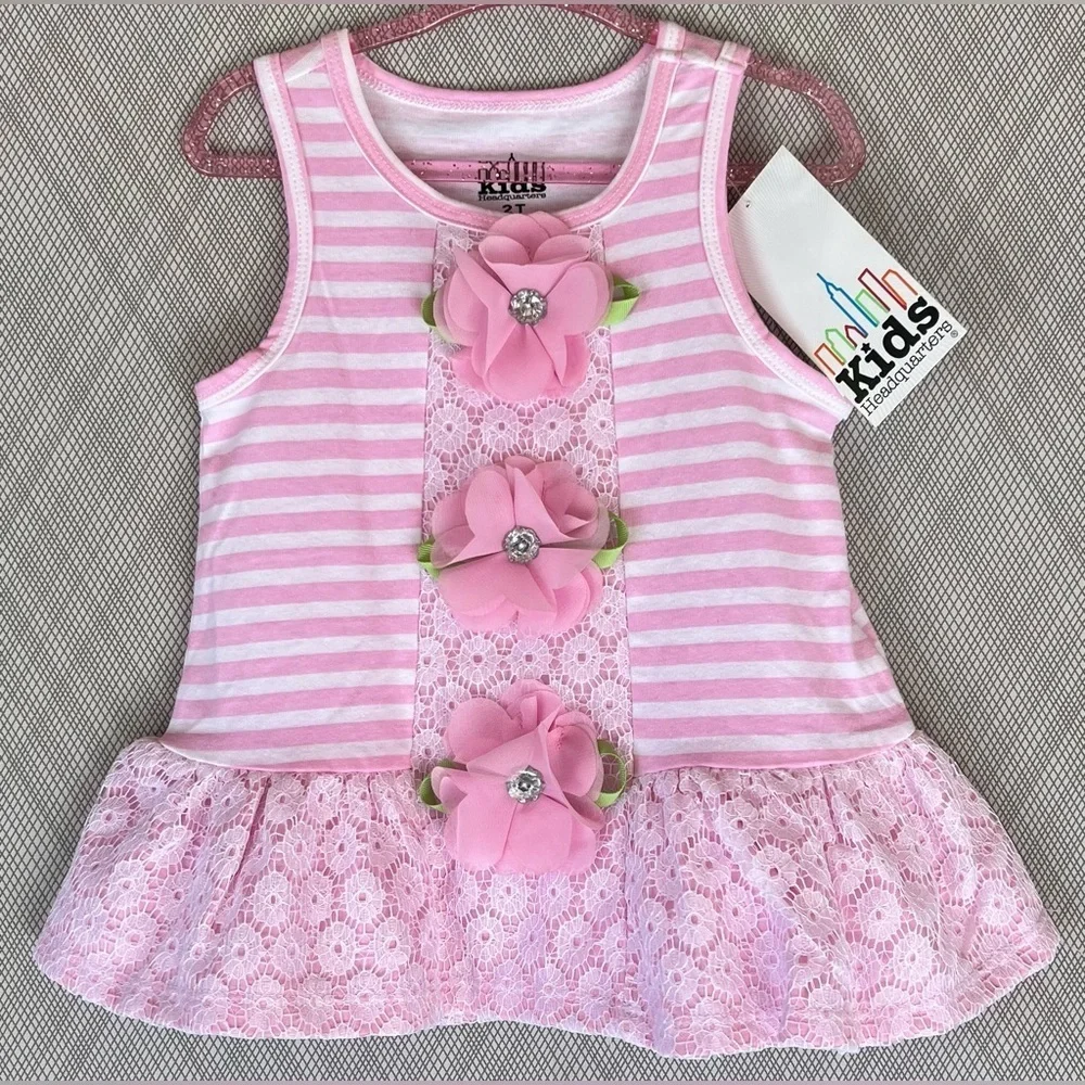Kids Headquarters - Sleeveless floral Peplum Top w/Capri pant Set (Size 2T) NWT